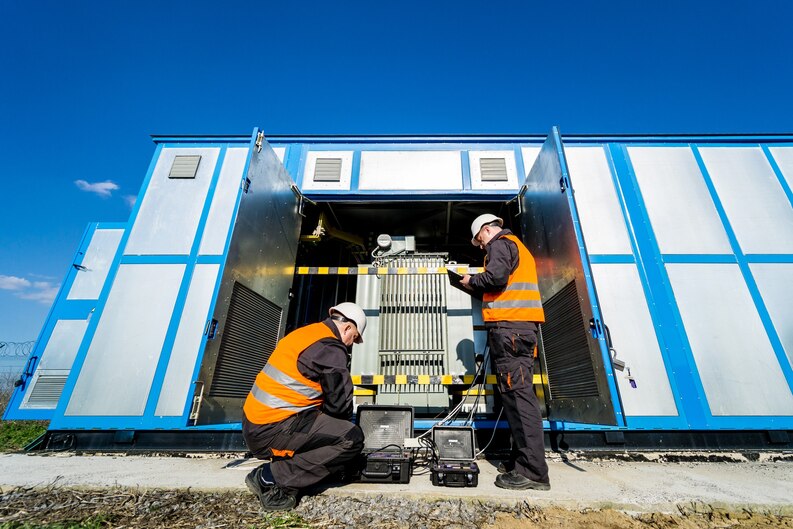 Melakukan Pengecekan Genset Bersama Team